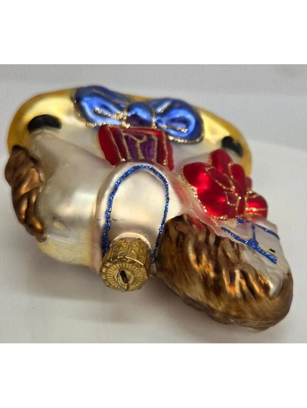 Vintage Hand Painted Glass Rocking Horse Ornament Target Blown Glass Boxed